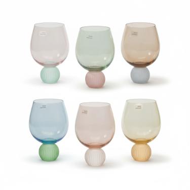 Jogo de Copos de Vidro BTC 450ml Base Esfera Colorido: Design Moderno e Alegria � Mesa