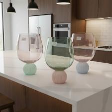 Jogo de Copos de Vidro BTC 450ml Base Esfera Colorido: Design Moderno e Alegria � Mesa