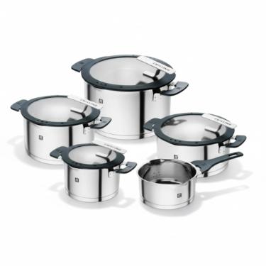 Jogo de Panelas em A�o Inox Zwilling Simplify 5 Pe�as com Suporte de Tampa e Escoamento Integrado