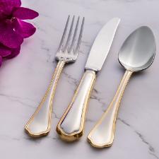 Faqueiro A�o Inox Saint James Florence Gold 130 Pe�as com Banho de Ouro para Criar Experi�ncias de Luxo e Requinte � Mesa