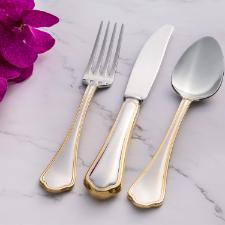 Faqueiro em A�o Inox St. James Florence Gold 130 Pe�as: Luxo na Mesa