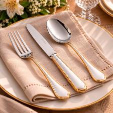 Faqueiro em A�o Inox St. James Florence Gold 130 Pe�as: Luxo na Mesa