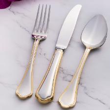 Faqueiro em A�o Inox St. James Florence Gold 130 Pe�as: Luxo na Mesa
