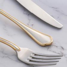 Faqueiro em A�o Inox St. James Florence Gold 130 Pe�as: Luxo na Mesa