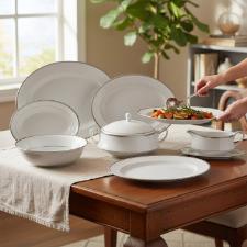 Jogo de Acess�rios para Servir Noritake Toorak Platinum 9 Pe�as: A Majestade da Porcelana Japonesa