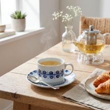 X�cara para Ch� com Pires em Porcelana Vista Alegre Azure Lux 220ml: Eleg�ncia e Conforto para suas Tardes