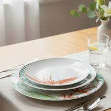 Aparelho de Jantar Ch� e Caf� Vista Alegre Fiji em Porcelana 42 Pe�as: O Luxo Tropical Completo para sua Mesa