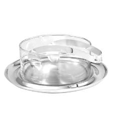 Saladeira Riva Valenza em Vidro e Prata com Pegador 20,5cm: Luxo e Design Contempor�neo