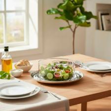 Saladeira Riva Valenza em Vidro e Prata com Pegador 20,5cm: Luxo e Design Contempor�neo