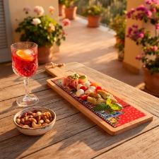 T�bua para Aperitivo Egan Italy Paese Mio 42x13cm Vermelha: Arte Italiana e Sofistica��o no Servir