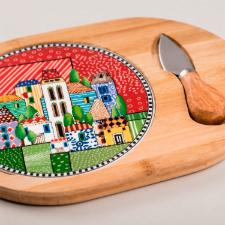 Jogo de t�bua com faca de queijo Egan Italy Paese Mio 26,5x19cm: Arte e Sofistica��o ao Servir