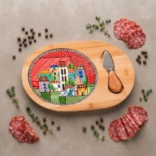 Jogo de t�bua com faca de queijo Egan Italy Paese Mio 26,5x19cm: Arte e Sofistica��o ao Servir