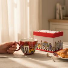 X�cara Jumbo Egan Italy Paese Mio 460ml Vermelha: Charme Italiano em Porcelana de Luxo