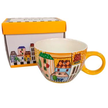 X�cara Jumbo Egan Italy Paese Mio 460ml Amarela: O Charme do Design Italiano em Porcelana