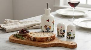 Garrafa de Azeite ou Vinagre em Porcelana Egan Cocorico 230ml: Precis�o e Estilo Italiano na sua Cozinha