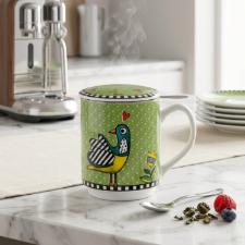 Caneca Mug com Infusor em Porcelana Egan Cocorico Verde 350ml: O Ritual do Ch� com Charme e Praticidade