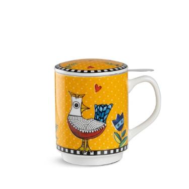 Caneca Mug com Infusor em Porcelana Egan Cocorico Laranja 350ml: Energia e Sabor em cada Infus�o