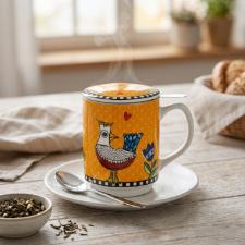 Caneca Mug com Infusor em Porcelana Egan Cocorico Laranja 350ml: Energia e Sabor em cada Infus�o