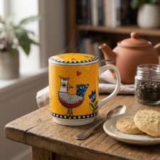 Caneca Mug com Infusor em Porcelana Egan Cocorico Laranja 350ml: Energia e Sabor em cada Infus�o