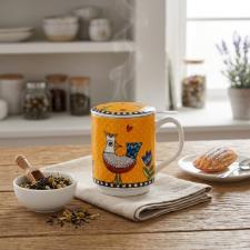 Caneca Mug com Infusor em Porcelana Egan Cocorico Laranja 350ml: Energia e Sabor em cada Infus�o