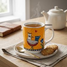 Caneca Mug com Infusor em Porcelana Egan Cocorico Laranja 350ml: Energia e Sabor em cada Infus�o