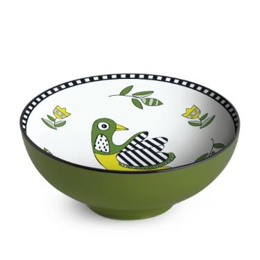 Bowl com P� em Porcelana Egan Italy Cocorico Verde 20,5cm: Eleg�ncia Elevada para sua Mesa