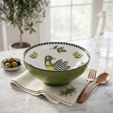 Bowl com P� em Porcelana Egan Italy Cocorico Verde 20,5cm: Eleg�ncia Elevada para sua Mesa