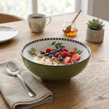 Bowl com P� em Porcelana Egan Italy Cocorico Verde 20,5cm: Eleg�ncia Elevada para sua Mesa