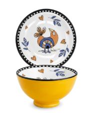 Bowl com P� em Porcelana Egan Italy Cocorico Amarelo 11,5cm: Vitalidade e Charme no Servi�o Individual