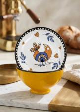 Bowl com P� em Porcelana Egan Italy Cocorico Amarelo 11,5cm: Vitalidade e Charme no Servi�o Individual