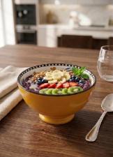 Bowl com P� em Porcelana Egan Italy Cocorico Amarelo 11,5cm: Vitalidade e Charme no Servi�o Individual