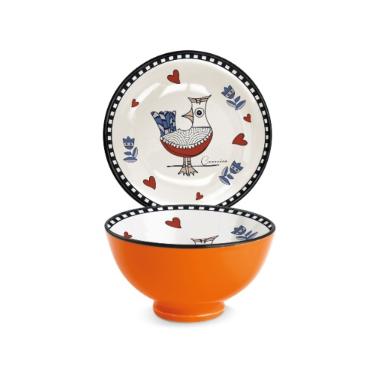 Bowl com P� em Porcelana Egan Italy Cocorico Laranja 11,5cm: Energia e Estilo Elevado para sua Mesa