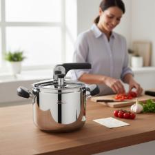 Panela de Press�o em A�o Inox Barazzoni Am�lia+ 3,5 litros com Fundo Triplo: Alta Performance e Seguran�a Italiana
