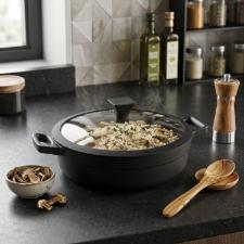 Ca�arola Baixa De Alum�nio Com Tampa Jomafe Omega 28cm Preta