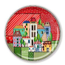 Prato em Porcelana Egan Paese Mio 30,5cm Vermelho: Eleg�ncia e Sofistica��o na Mesa
