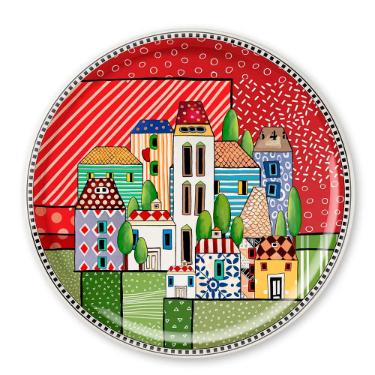 Prato em Porcelana Egan Paese Mio 30,5cm Vermelho: Eleg�ncia e Sofistica��o na Mesa