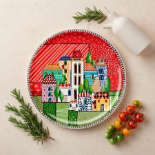 Prato em Porcelana Egan Paese Mio 30,5cm Vermelho: Eleg�ncia e Sofistica��o na Mesa