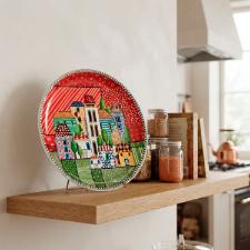 Prato em Porcelana Egan Paese Mio 30,5cm Vermelho: Eleg�ncia e Sofistica��o na Mesa