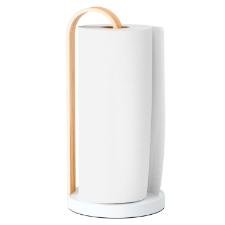 Umbra Bellwood Suporte Para Papel Toalhas Branco com Madeira