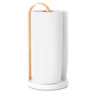 Umbra Bellwood Suporte Para Papel Toalhas Branco com Madeira