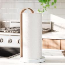 Umbra Bellwood Suporte Para Papel Toalhas Branco com Madeira