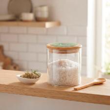 Pote em Vidro e Tampa em Bambu e Cer�mica Egan Cocoric� Verde 650ml 10x12cm