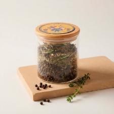 Pote em Vidro e Tampa em Bambu e Cer�mica Egan Cocoric� Amarelo 650ml 10x12cm