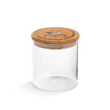 Pote em Vidro e Tampa em Bambu e Cer�mica Egan Cocoric� Laranja 650ml 10x12cm