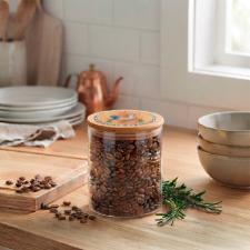 Pote em Vidro e Tampa em Bambu e Cer�mica Egan Cocoric� Laranja 650ml 10x12cm