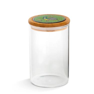 Pote em Vidro e Tampa em Bambu e Cer�mica Egan Cocoric� Verde 1L 10x17cm
