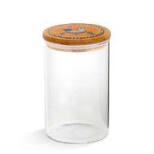 Pote em Vidro e Tampa em Bambu e Cer�mica Egan Cocoric� Laranja 1L 10x17cm