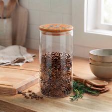 Pote em Vidro e Tampa em Bambu e Cer�mica Egan Cocoric� Laranja 1L 10x17cm