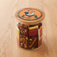 Pote em Vidro e Tampa em Bambu e Cer�mica Egan Cocoric� Laranja 1L 10x17cm