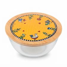 Saladeira em Vidro com Tampa em Bambu e Cer�mica Egan Cocoric� Amarela 2,5L 23x12cm